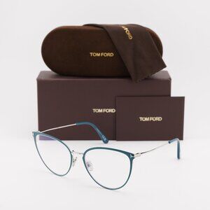 Tom Ford FT5840-B 087 Cat Eye Eyeglasses 56mm - Turquoise/Blue Light Block
